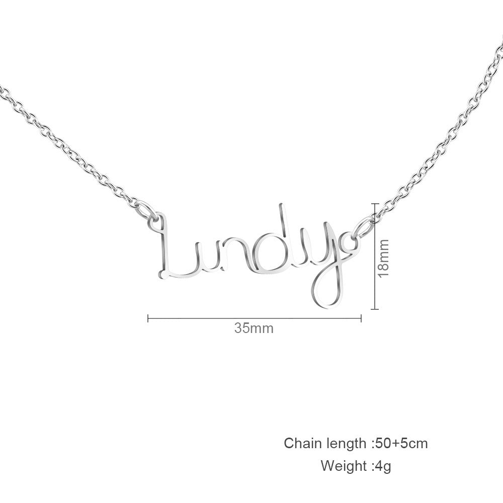 English Name Letter Necklace For Women Stainless Steel