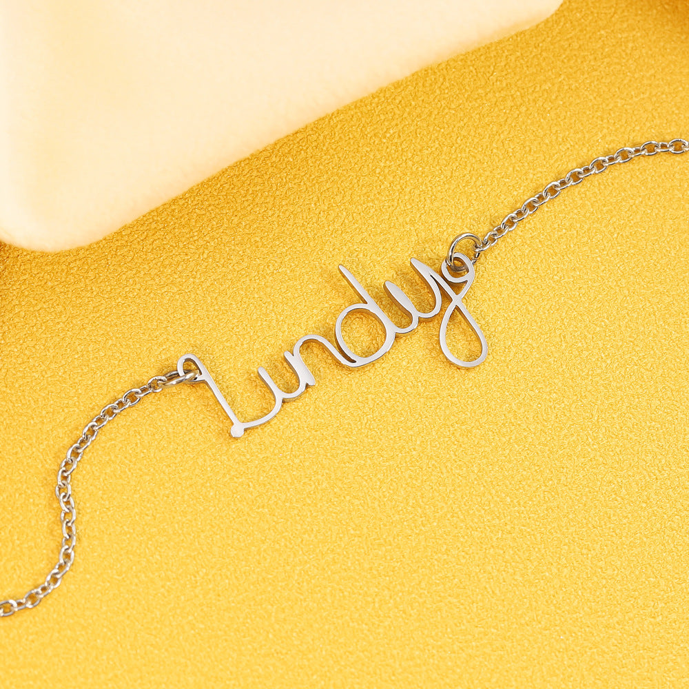 English Name Letter Necklace For Women Stainless Steel