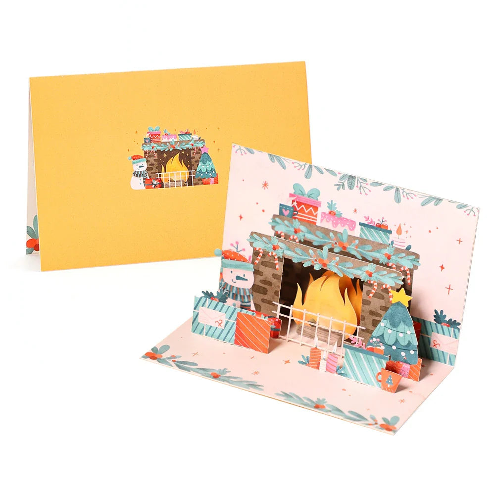 Cat Xmas Party Greeting Cards Christmas TreeThree-dimensional Pop Up Card  With Envelope 3D Postcard Holiday Supplies