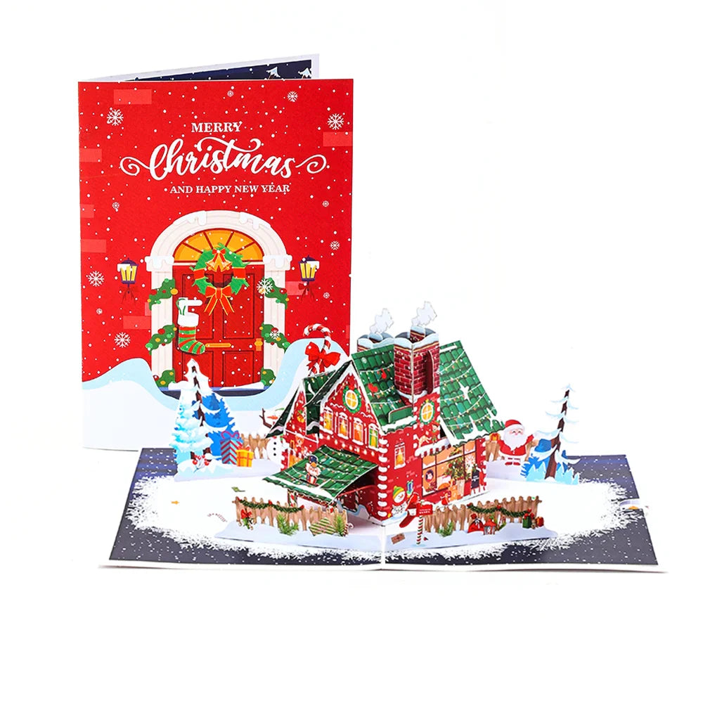 Cat Xmas Party Greeting Cards Christmas TreeThree-dimensional Pop Up Card  With Envelope 3D Postcard Holiday Supplies