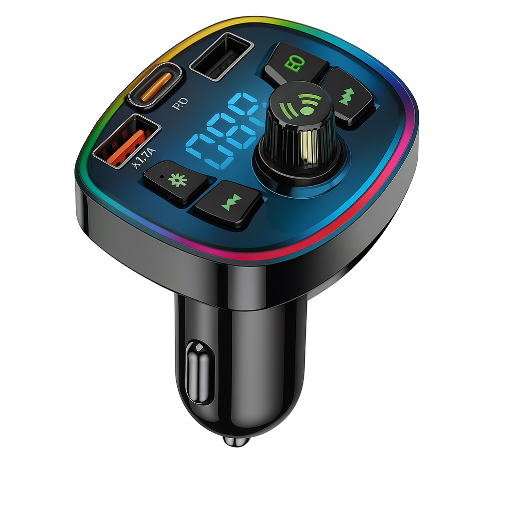 Car Charger FM Transmitter Bluetooth 5.0 ā Hands-Free Calling, Dual USB & PD 3.1A Fast Charging, MP3/TF Card/U Disk/AUX Music Player
