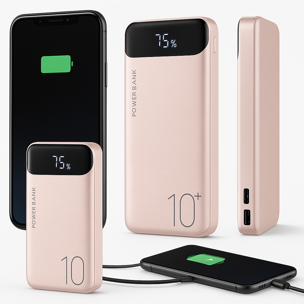 10000mAh Portable Power Bank ā Fast Charging USB Charger with LED Digital Display, Dual USB Output, Type-C/Micro Input ā Compatible with iOS & Android Devices