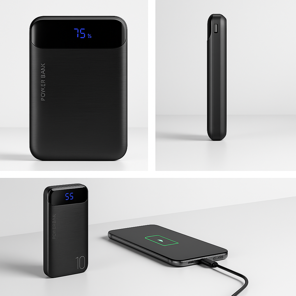 10000mAh Portable Power Bank ā Dual USB Output, Fast Charging 5V/2.1A USB Charger with LED Digital Display, Type-C/Micro Input ā Compatible with iOS & Android Devices