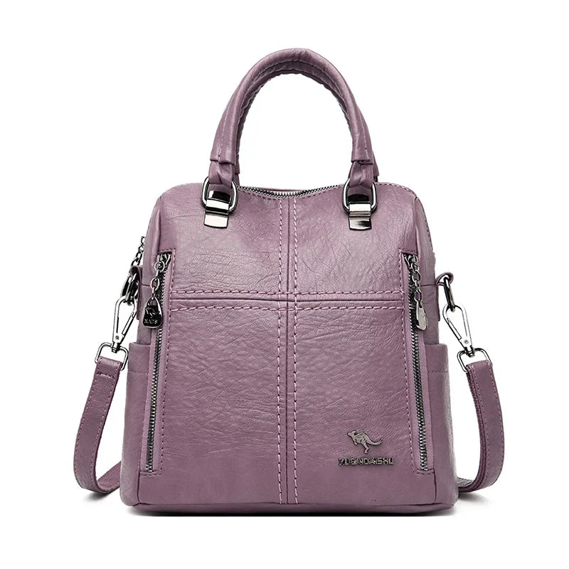 Hot Sale High Quality Leather Backpack Women Shoulder Bags Multifunction Travel Backpack School Bags for Girls Bagpack Mochila