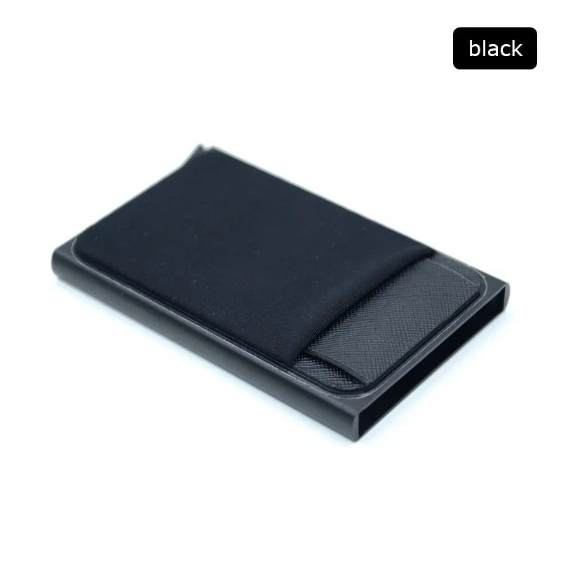 Slim Aluminum Card Wallet With Elasticity Back Pouch ID Credit Card Holder Mini RFID Wallet Automatic Pop up Bank Card Case