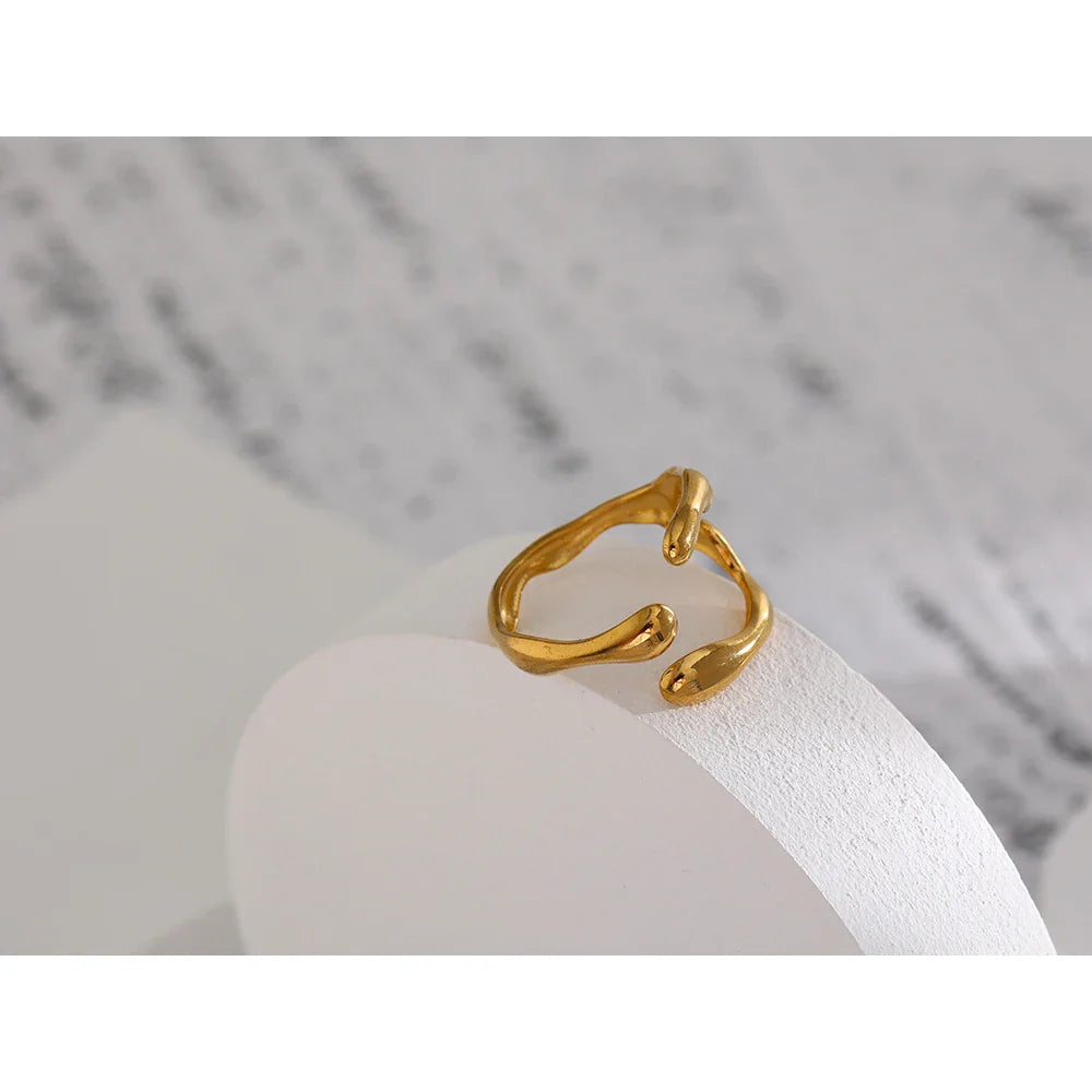 Yhpup 316L Stainless Steel Ring New Design Metalic 18 K PVD Plated Jewelry Trendy Opening Ring бижутерия для женщин Gift