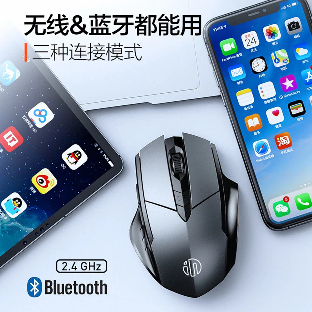 Bluetooth Compatible Mouse Rechargeable 2.4G INPHIC PM6 Wireless Mouse Office Mute Support PC Laptop Tablet Smartphone Universal