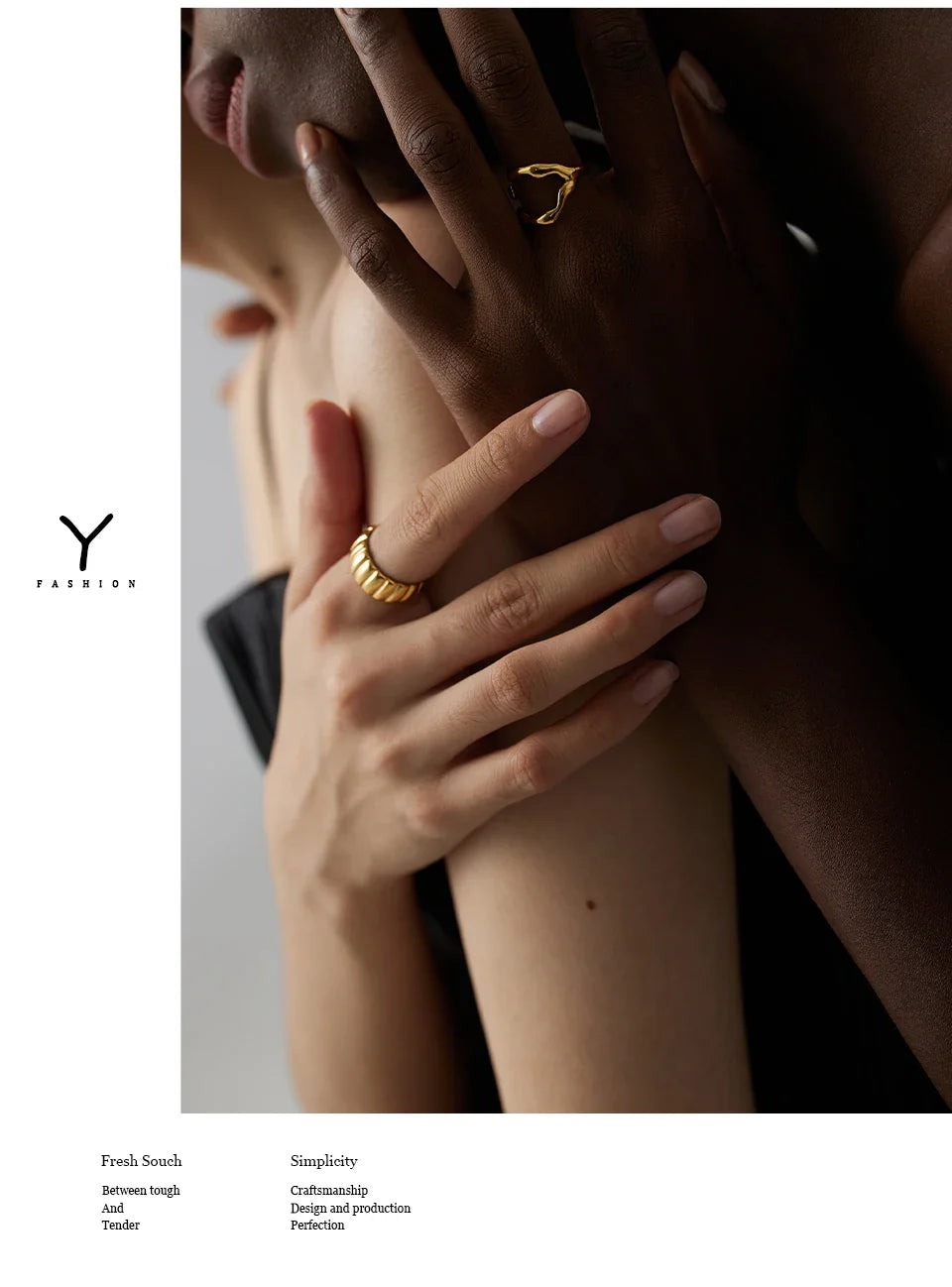 Yhpup 316L Stainless Steel Ring New Design Metalic 18 K PVD Plated Jewelry Trendy Opening Ring бижутерия для женщин Gift