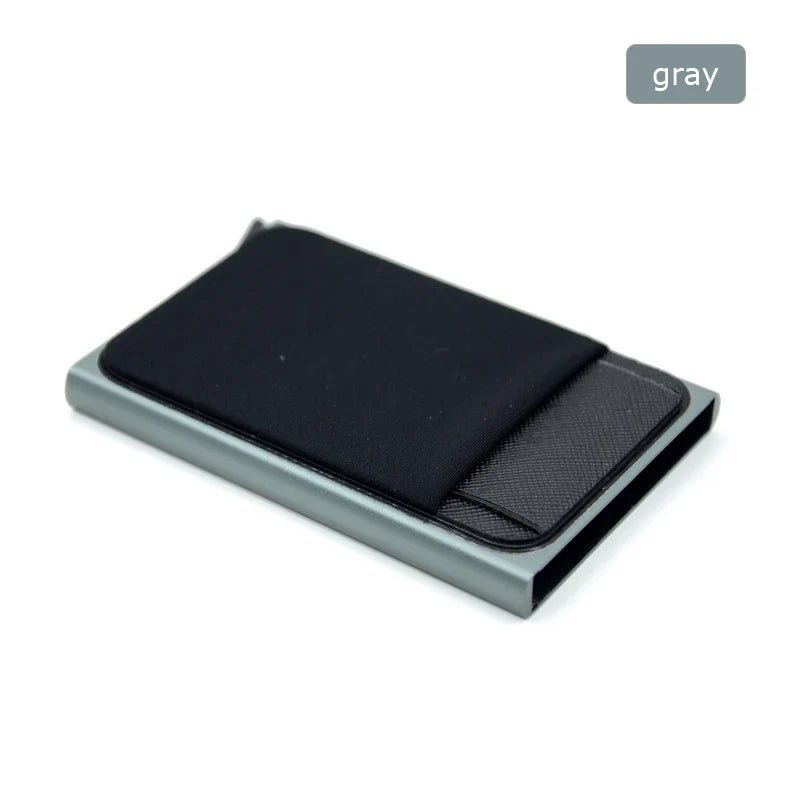 Slim Aluminum Card Wallet With Elasticity Back Pouch ID Credit Card Holder Mini RFID Wallet Automatic Pop up Bank Card Case