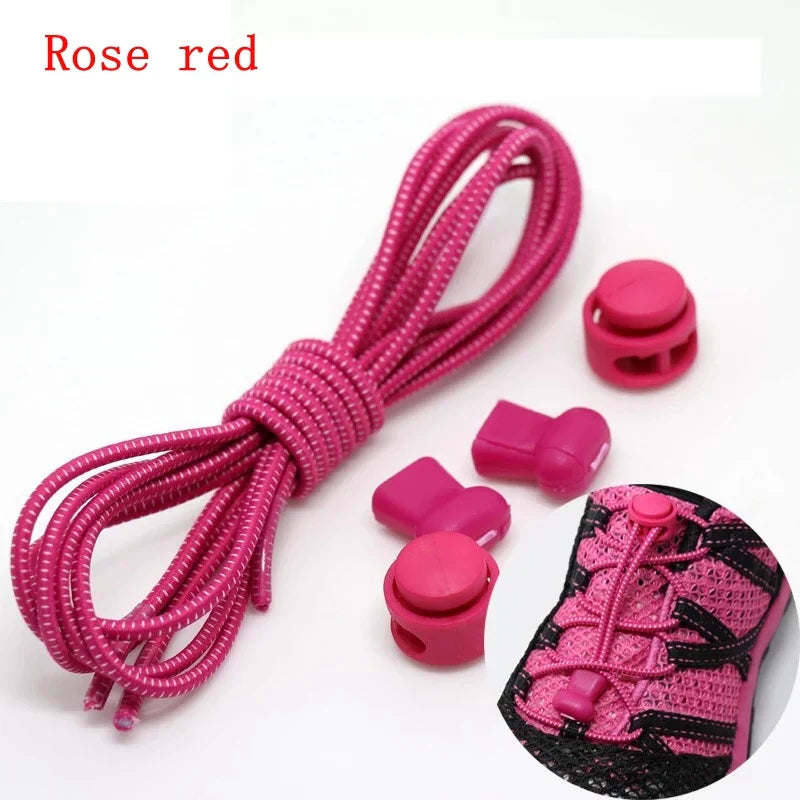 1 Pair 22 Colors Elastic Shoelaces Round Locking No Tie Shoe Laces Kids Adult Quick Lazy Laces Rubber Sneakers Shoelace T1