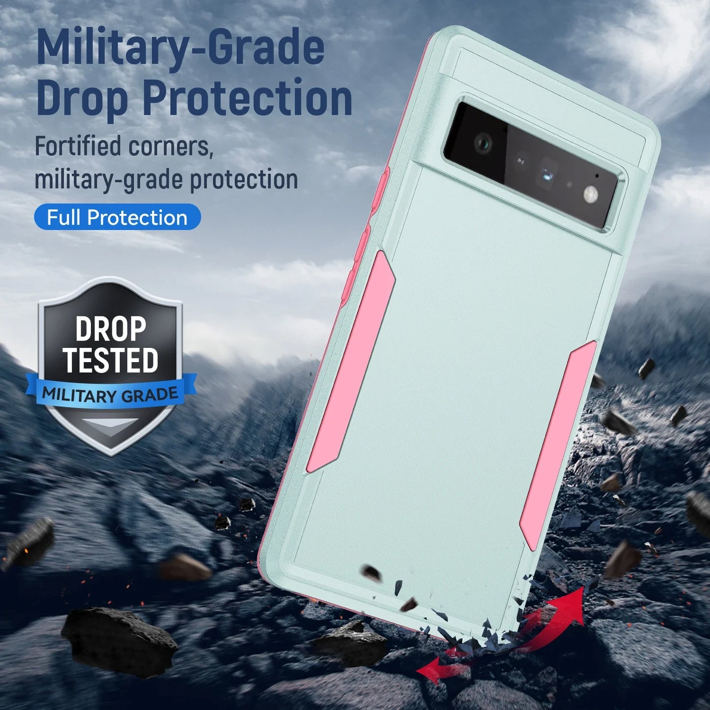 Heavy Duty Rugged Armor Shockproof Case For Google Pixel 8 7 6 Pro 6A 7A 8A Soft TPU Hard Plastic Protective Back Cover Fundas
