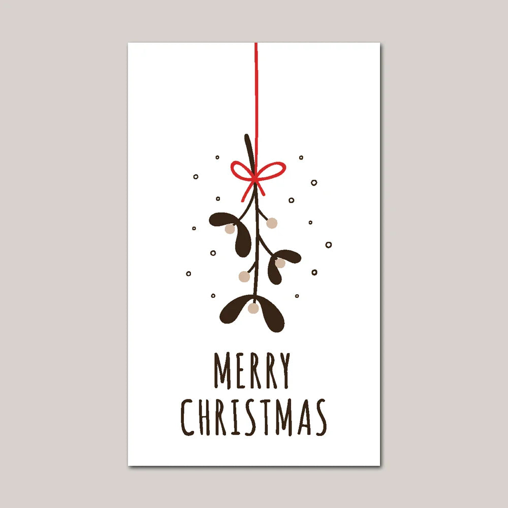 30Pcs Merry Christmas Gift Cards Greeting Card Christmas Tree Stickers Cute Design For 2022 New Year Gift decoration card