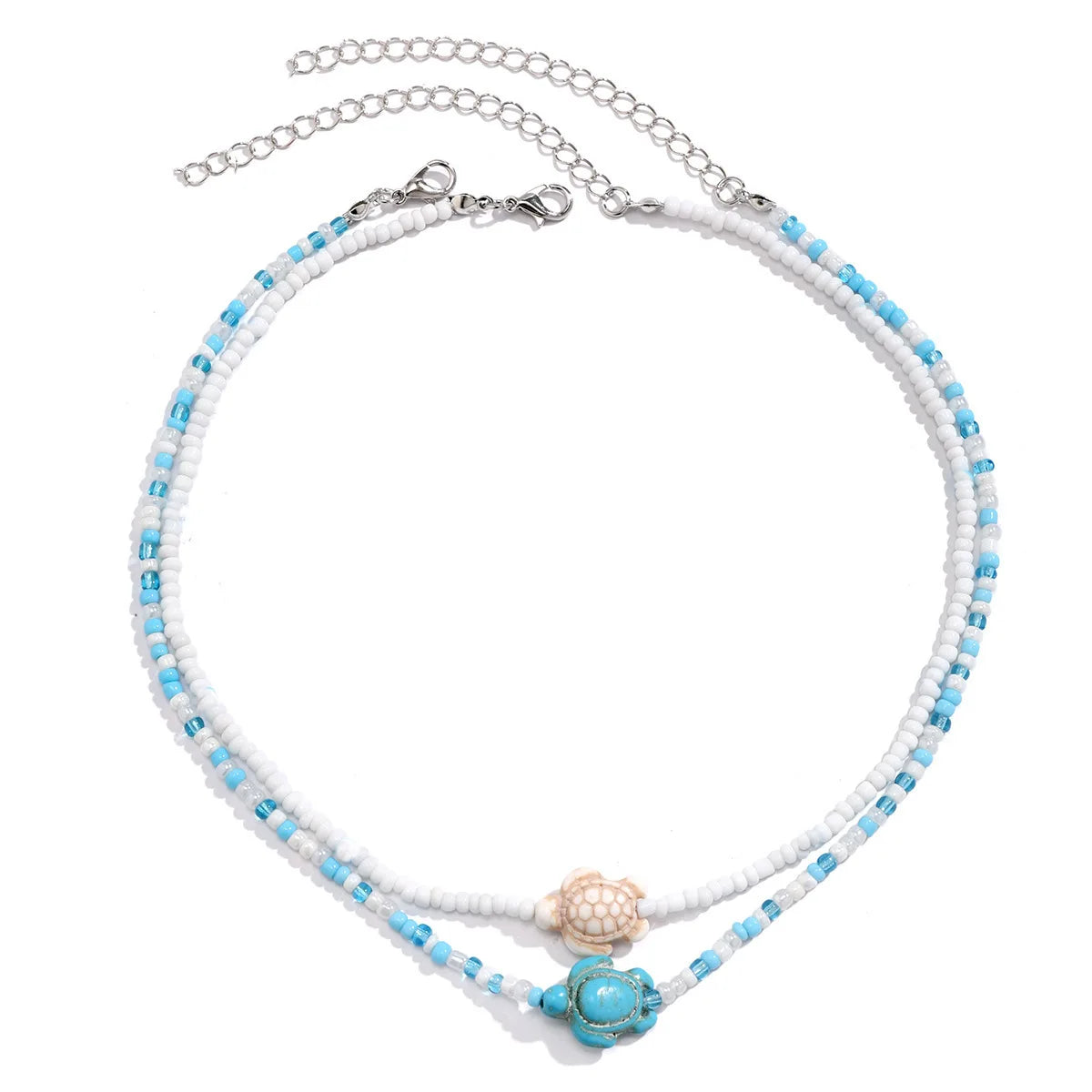 Tidepool Starfish Necklace - Surf & Beach Boho Jewelry Starfish Turtle Beaded Choker Necklaces, Adjustable Necklaces, Ocean Gift