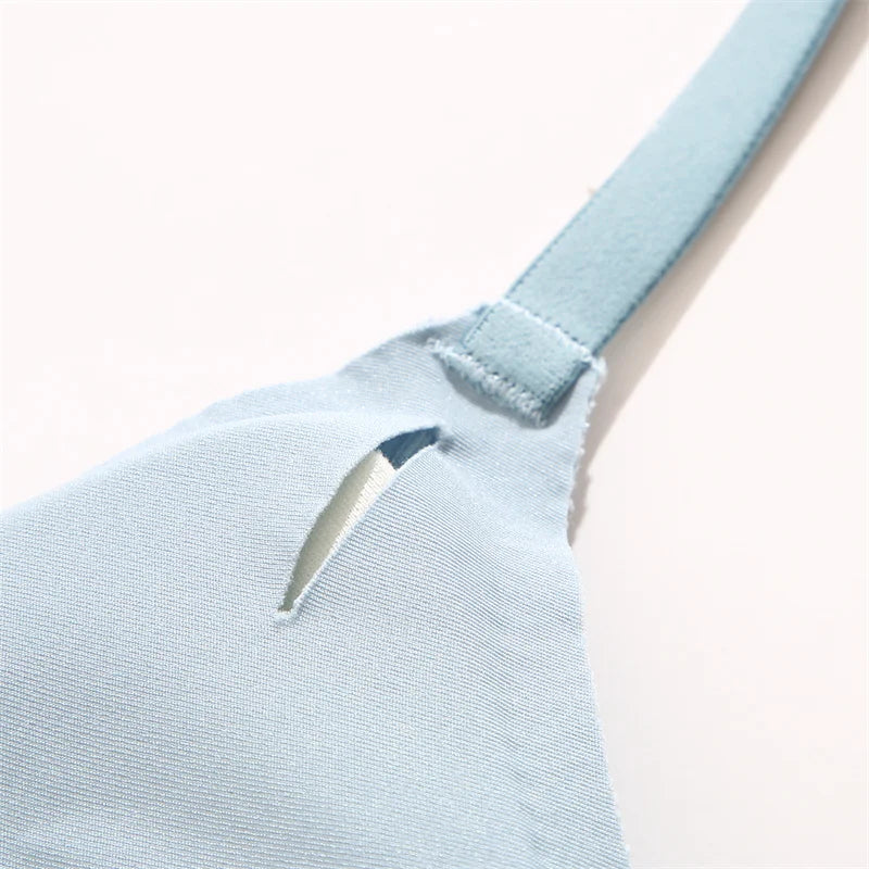 FINETOO Women Wireless Bra Deep V Padded Bralette S-XL Trendy Stripe Knitting Bras Sexy Ladies Brassiere Solid Underwear 6 Color