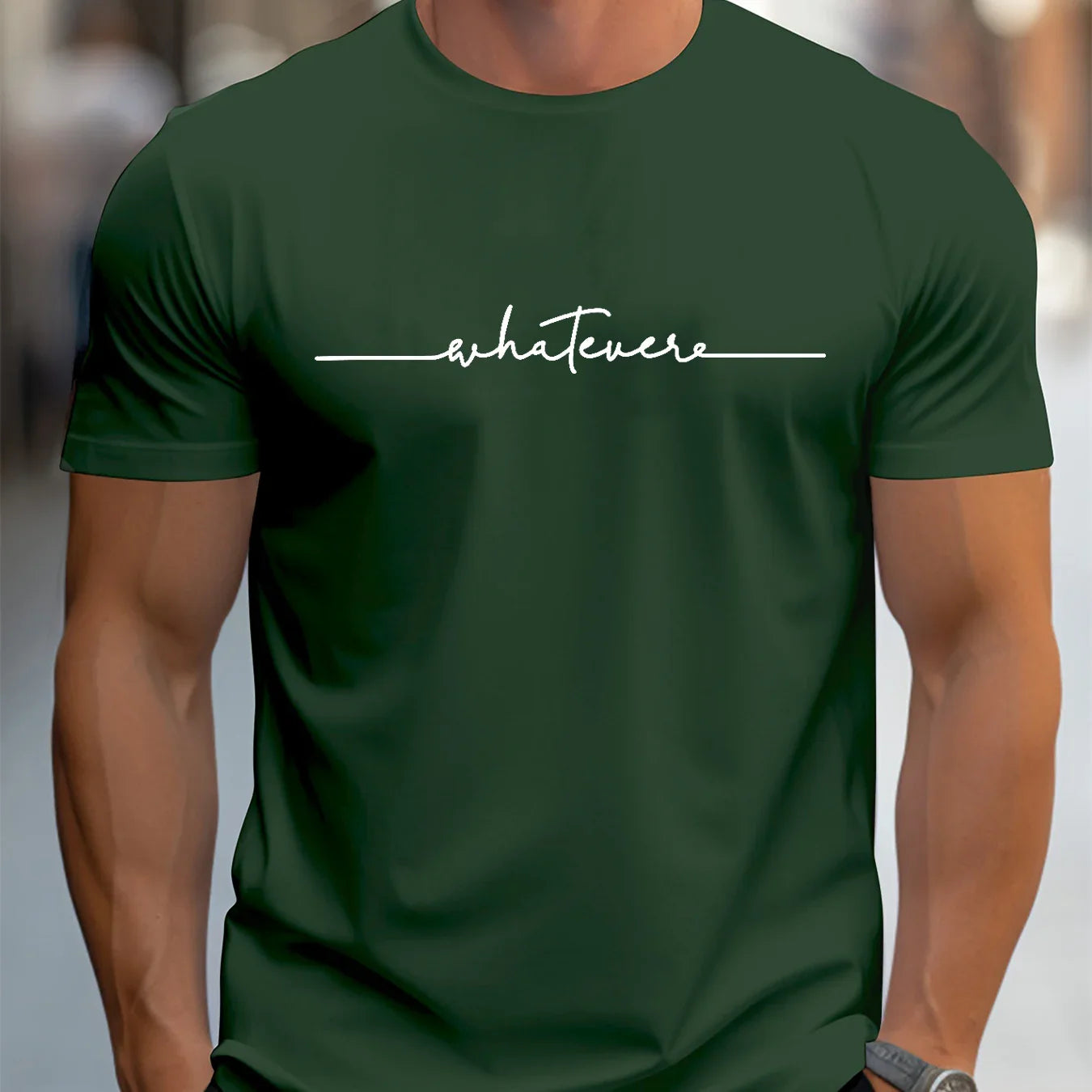 Men's Summer Casual Loose Size 100% Cotton Letter Print Round Neck Short Sleeve T-shirt Top