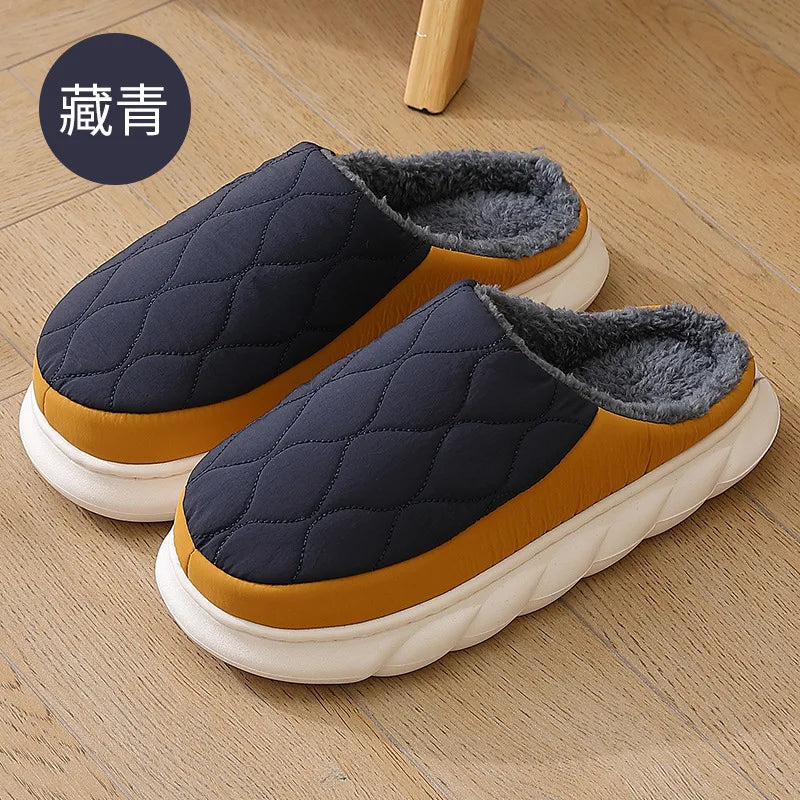 Bebealy Men Shoes Fur Women Slippers Winter House Shoes For Women Indoor Plush Warm Women Shoes 2024 Casual Home Shoes For Men
