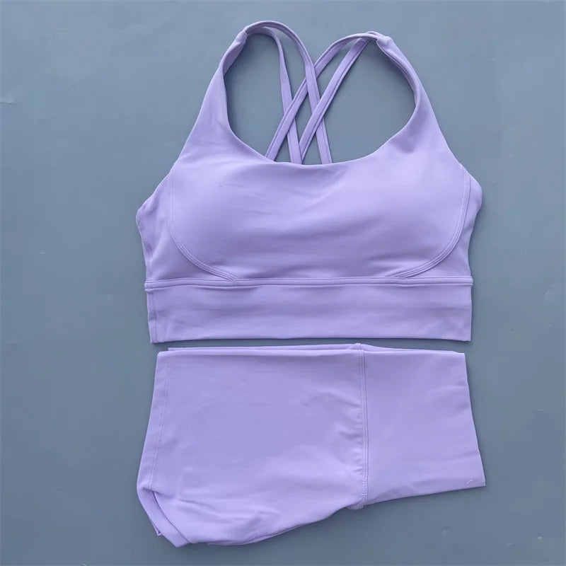 Solid Color gym bike Yoga Set short Legging +cross sport bra Tracksuit  Athletic Women Gym Suit Comprehensive Training Jogging