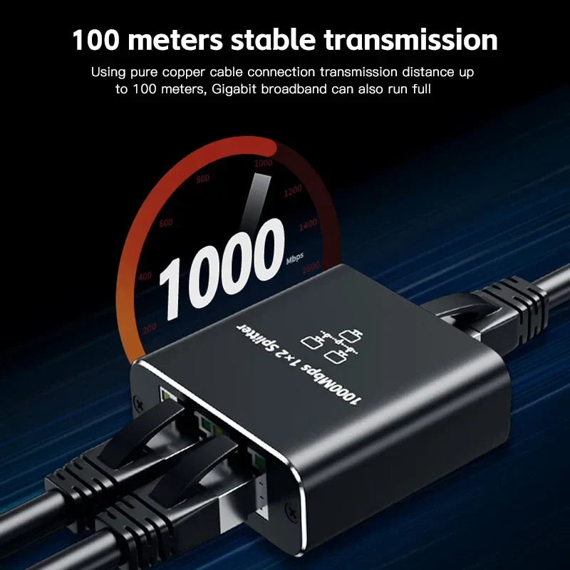 1 IN 2 Network Splitter 1000Mbps RJ45 Adapter Gigabit Converter Internet Ethernet 8P8C Extender Plug Extension