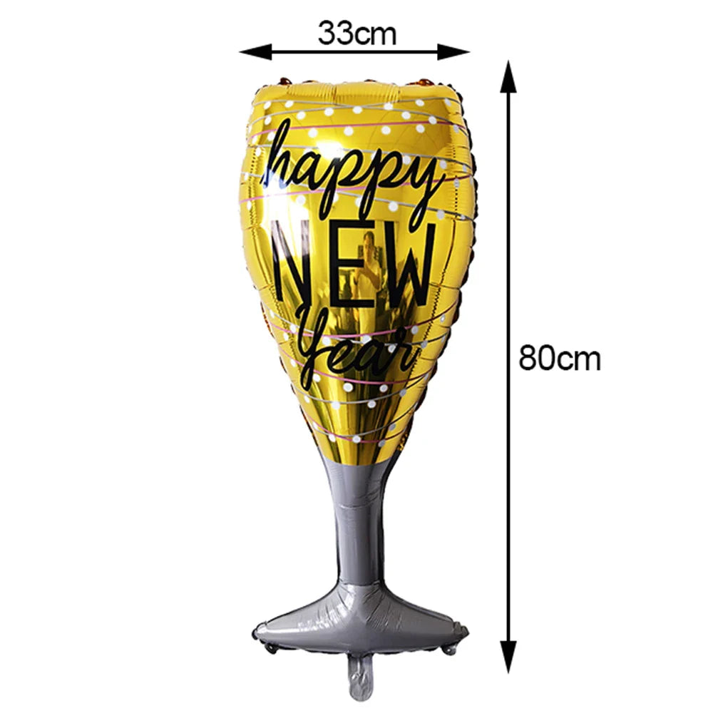 Happy New Year 2025 Balloons Gold Number 2025 Foil Balloons Happy New Year Letters Balloon Banner Gold New Years Eve Party Decor