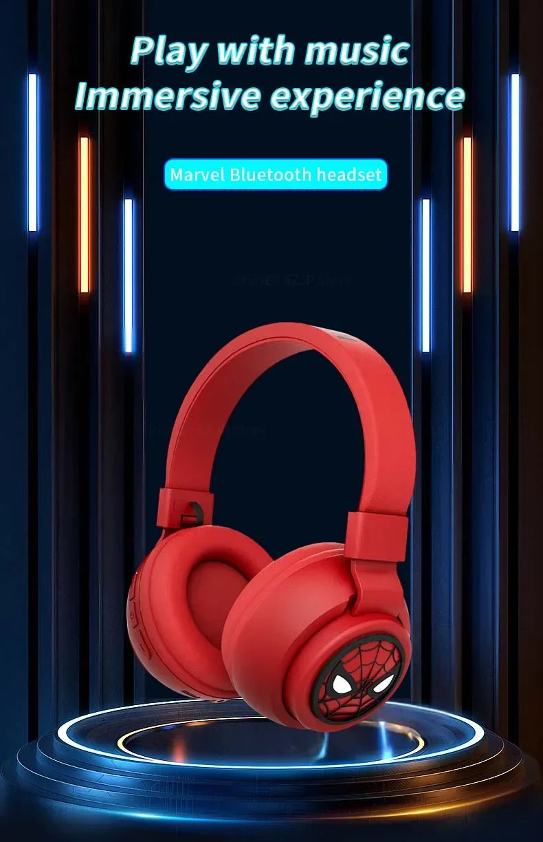 Disney Headphones Foldable HIFI Sound Bluetooth Headsets Spider-Man Series Wireless Earphones Bluetooth for Kids Anime Cartoon