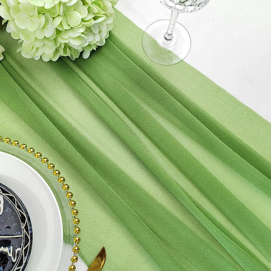 Chiffon Table Runner Sheer Fabric Silk for Boho Sheer Fabric Wedding Arch Overlay Draping Decoration Birthday Party Table Decor