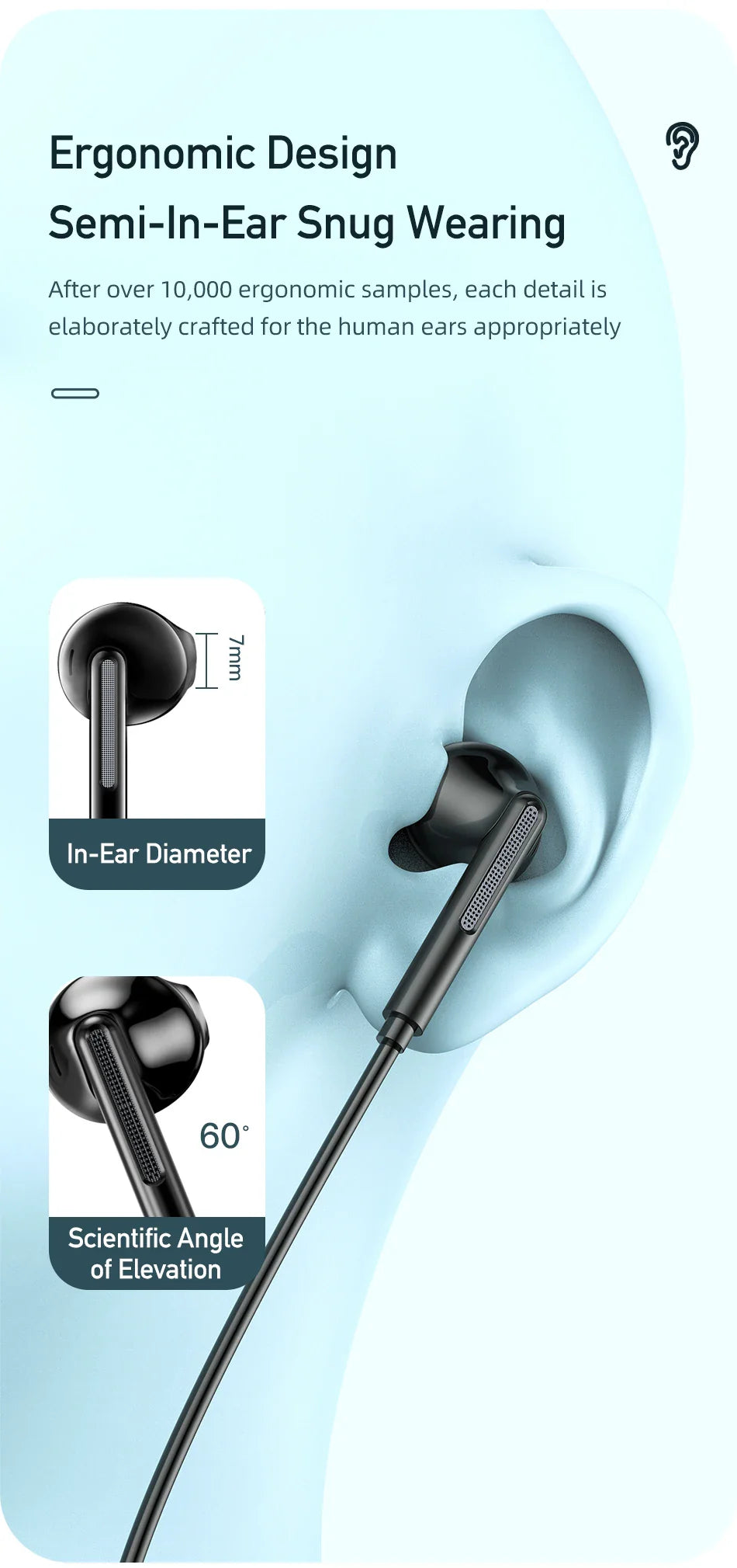 Awei PC-7T/PC-7 Wire-controlled Headset With Microphone Hands-free Calling Ergonomic Headphone Type-C Earphone For Smartphones