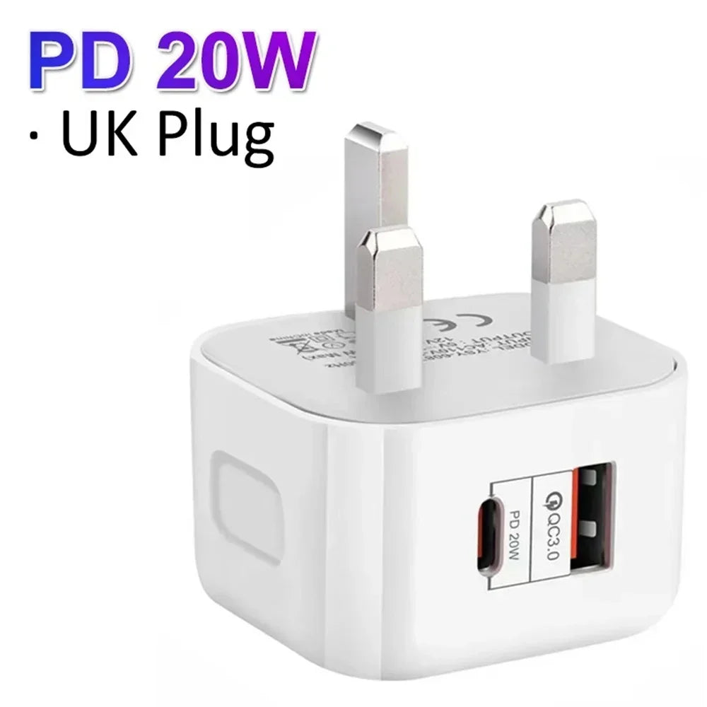 EU US UK 20W Dual Ports Type c USB C PD Wall Charger Fast Quick Charging Power Adapters For IPhone 11 12 13 14 15 Samsung htc lg