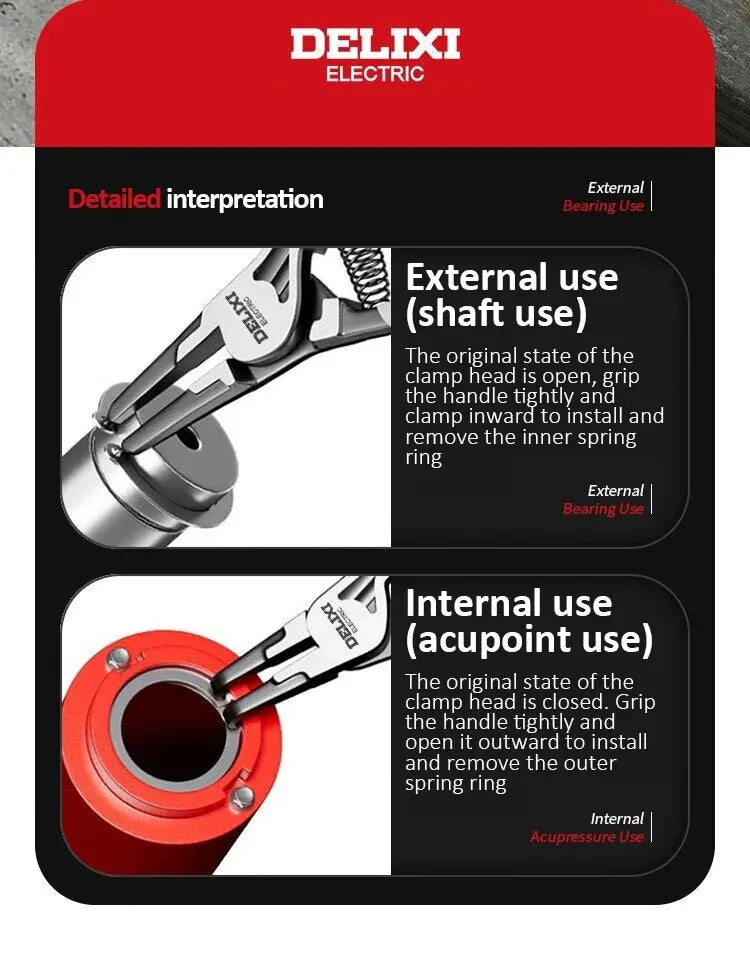 DELIXI ELECTRIC 5-In Circlip Pliers,Needle nose Pliers,Retaining Ring Pliers,for Removing Installing Puller Locking Rings Shafts