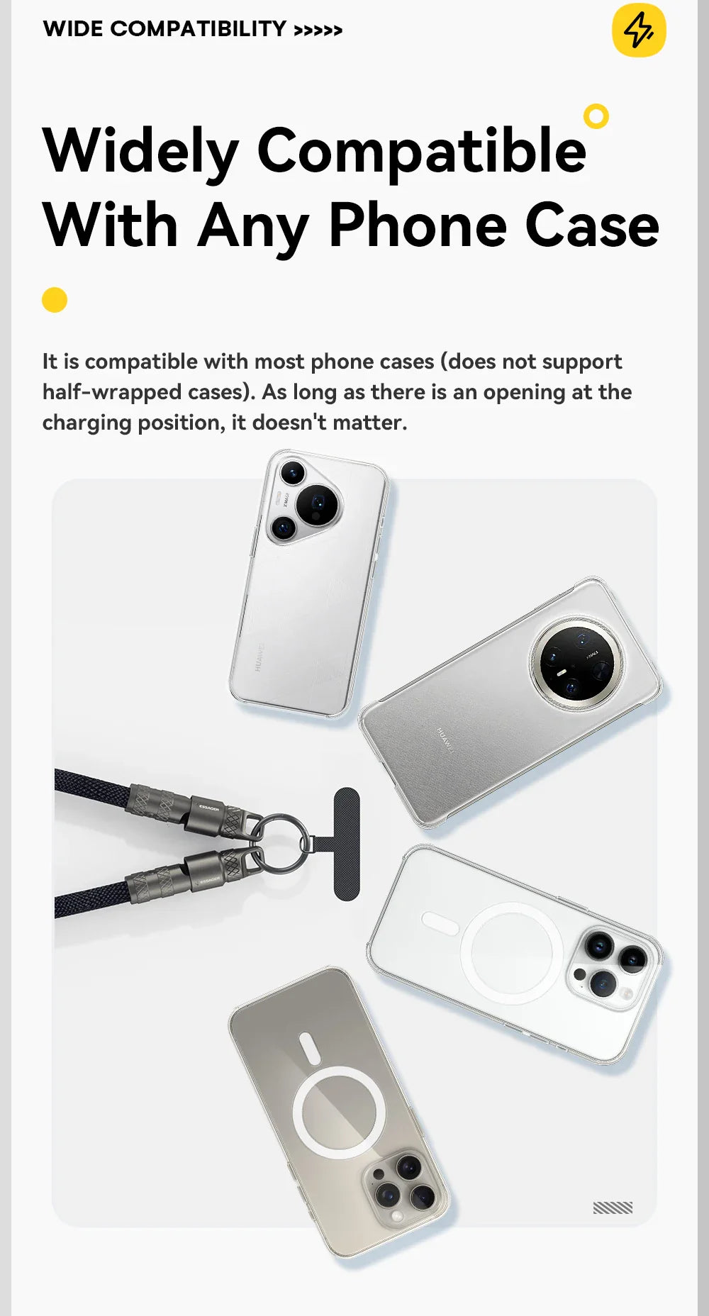 Essager 60W Type C To Type C Fast Charging Cable For iPhone 16 Xiaomi Huawei Lanyard Halter Neck Wrist Multifunctional Cable