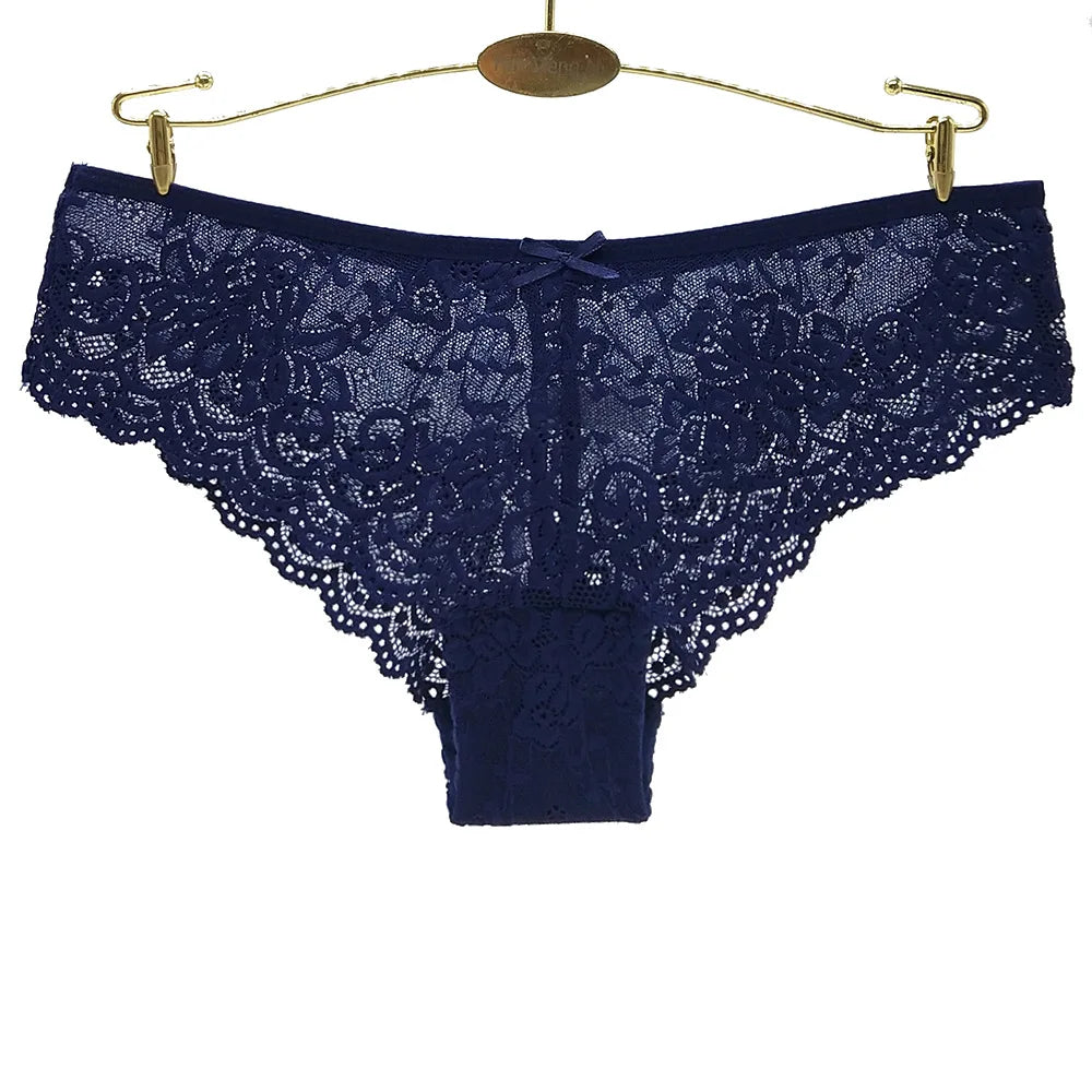 Women Briefs Sexy Full Lace Panties Hollow Out Low-waist Female Shorts Soft Solid Color Breathable Underwear Fast Ship 3pcs/lots