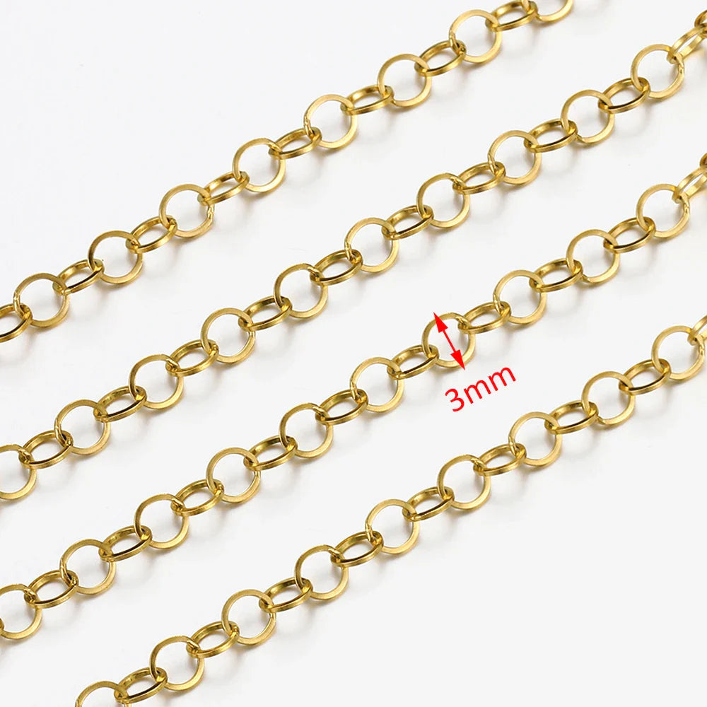 No Fade 2Meters Stainless Steel Chains for Jewelry Making DIY Necklace Bracelet Accessories Gold Chain Lips Beads Beaded Chain