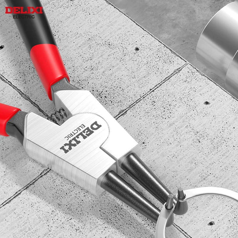 DELIXI ELECTRIC 5-In Circlip Pliers,Needle nose Pliers,Retaining Ring Pliers,for Removing Installing Puller Locking Rings Shafts