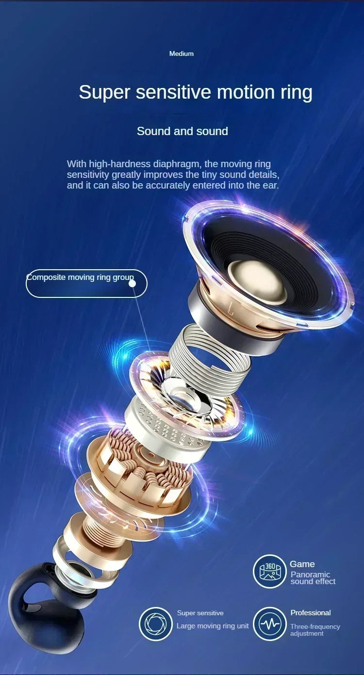 NEW Bluetooth 5.3 Wireless Bone Conduction Headphones T75 Clip Ear Music Noise Canceling Headset HD Call Sports Gaming Earphone