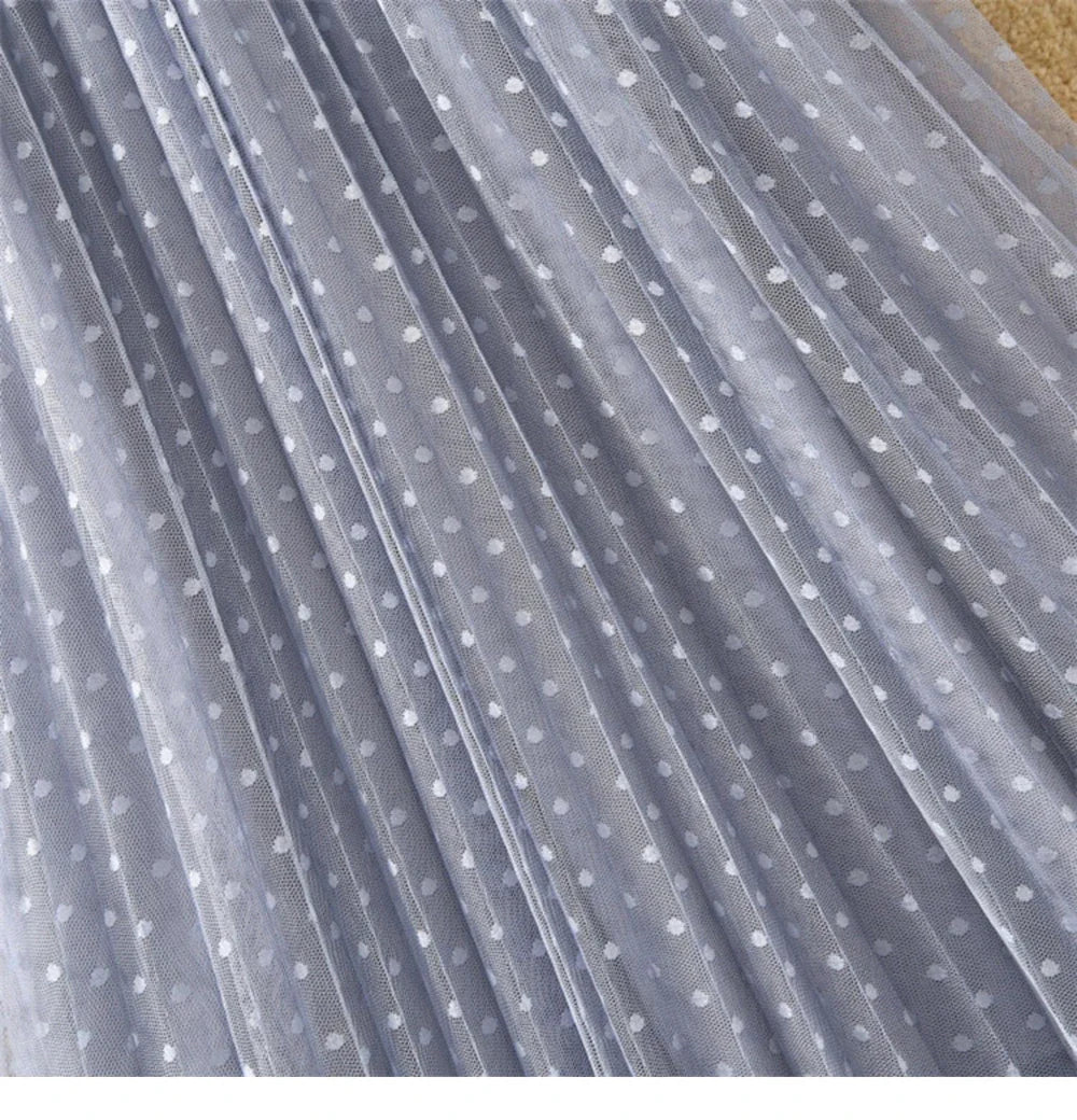 Tutu Tulle Long Maxi Skirt Women Fashion 2023 Korean Cute Pink High Waist Pleated Skirt Mesh Female Lady Aesthetic Faldas