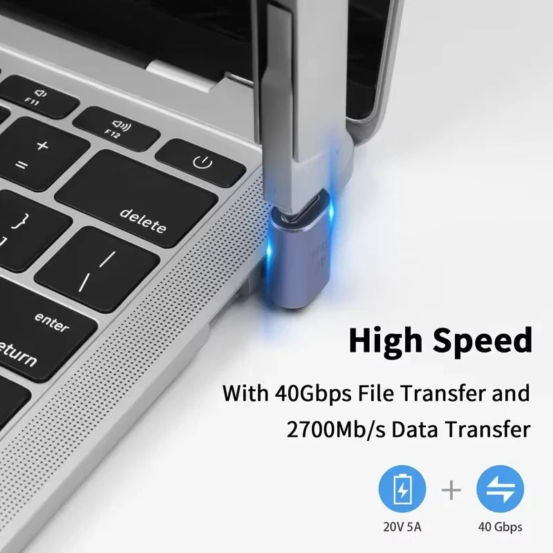 NNBILI USB Type-C Adapter For Macbook 90 Degree Quick Charge Converter Male To Female 100W 5A 40gbps PD Data Transfer 8K60HZ  