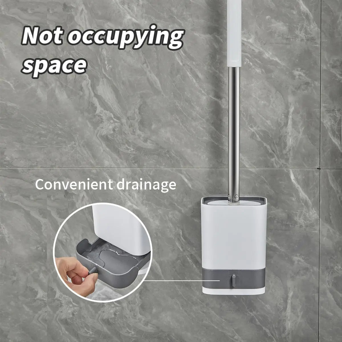 Punch-Free Wall Mounted Toilet Brush with Drainable Base Long Handle Plastic Toilet Cleaning Brush Bathroom Accessories