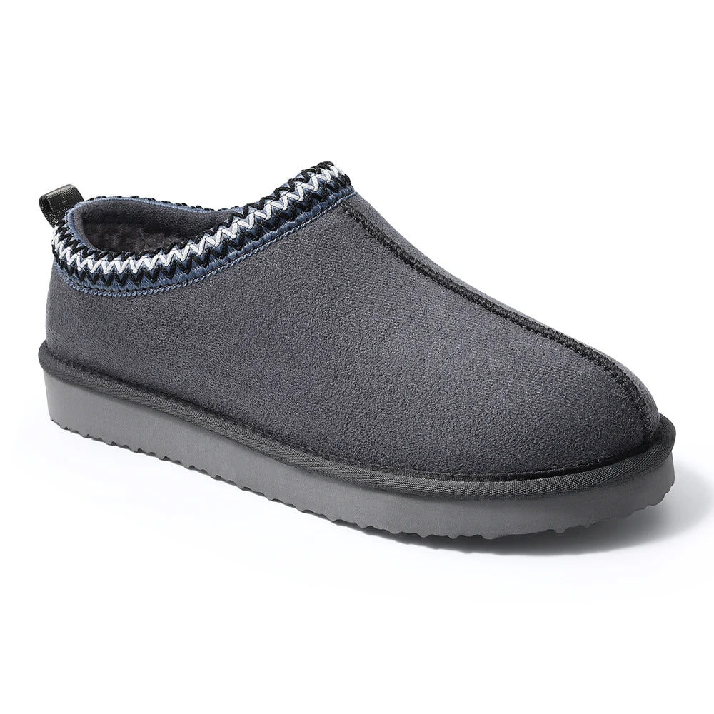 Crestar Winter Fuzzy Slippers For Women Outdoor Non-slip Fleece Lined Suede Fur Flat Slides Warm Comfy Plush House Cotton Shoes