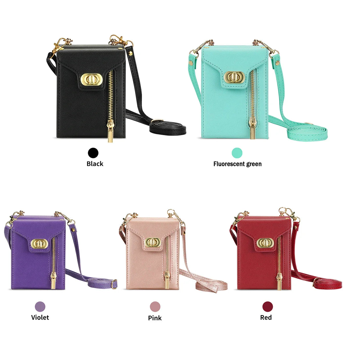 Zipper Wallet Crossbody Phone Case for Samsung Galaxy Z Flip 6 5 4 3 Flip6 Flip5 Flip4 Flip3 5G with Card Holder Leather Cover