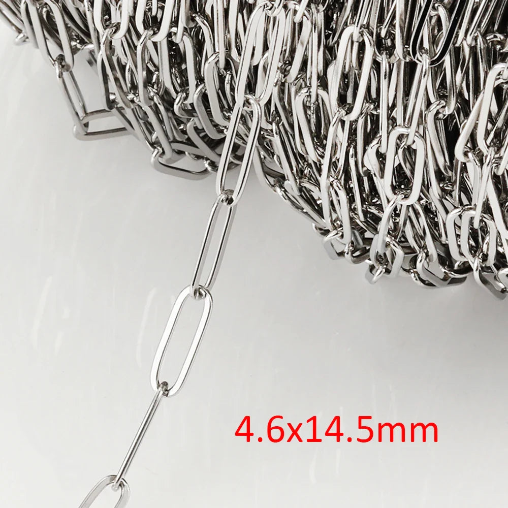 No Fade 2Meters Stainless Steel Chains for Jewelry Making DIY Necklace Bracelet Accessories Gold Chain Lips Beads Beaded Chain