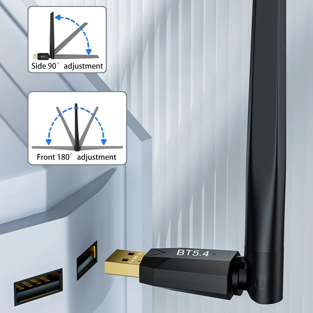 150M Bluetooth 5.4 Adapter USB Bluetooth Dongle Driver Free for Windows 11/10/8.1 Mouse Keyboard Audio Receiver Transmitter