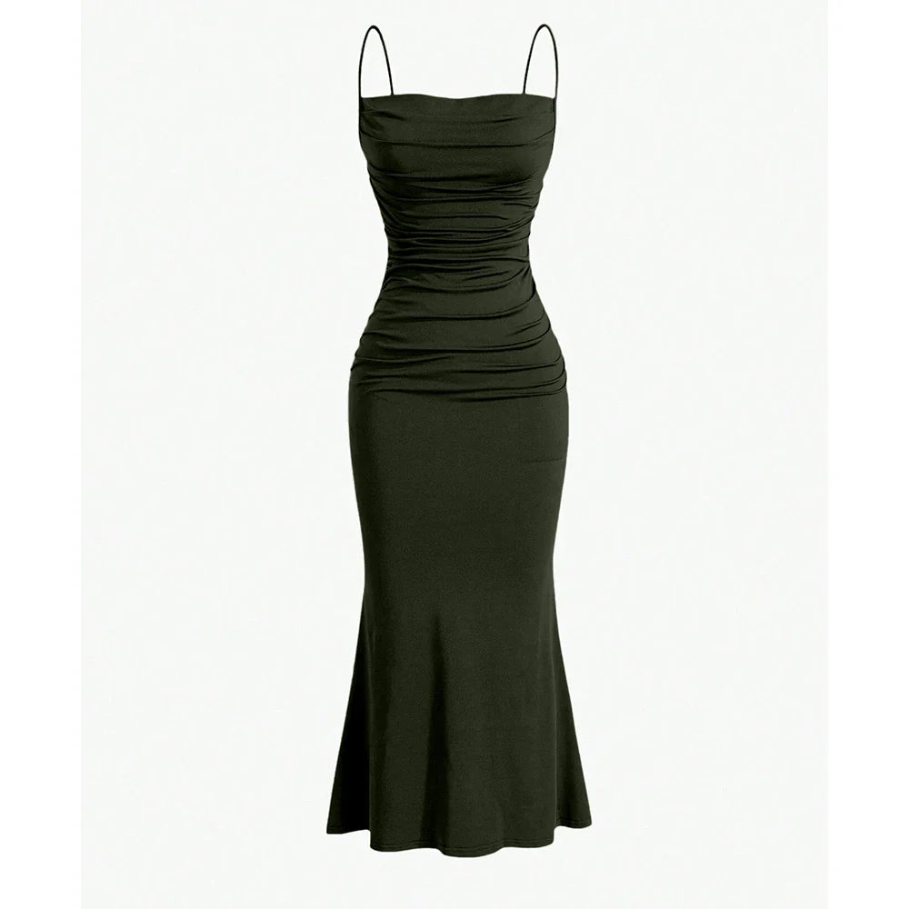 Mia Muse All Seasons Women's Dresses Elegant Party Fitting Slim Spaghetti Strap Mermaid Hem Maxi Fashion Party Dresses
