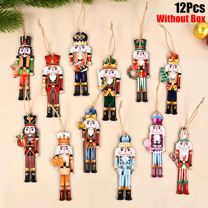 Christmas Nutcracker Soldier Wooden Pendant Xmas Tree Hanging Ornaments 2024 Navidad Decoration for Home 2025 New Year Gifts