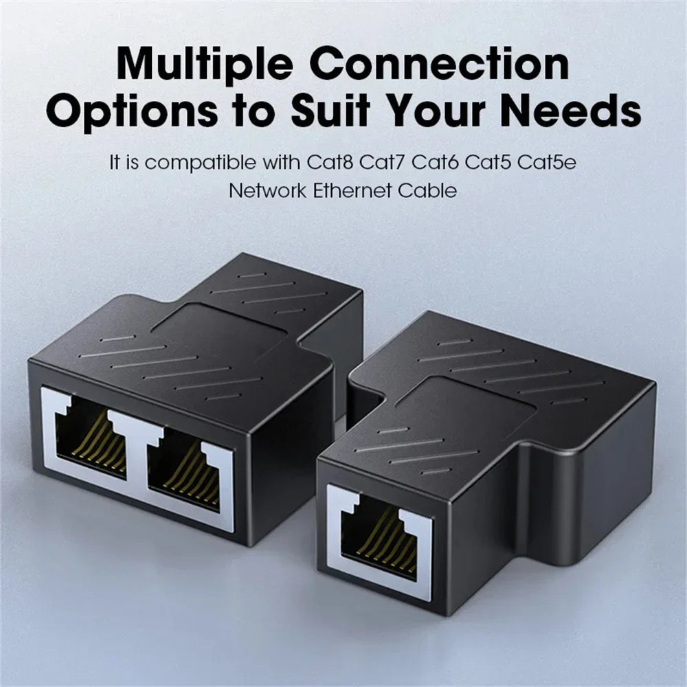 RJ45 Splitter 1 to 2 Ethernet Adapter Internet Network Cable Extender RJ45 Connector Coupler for PC TV Box Router