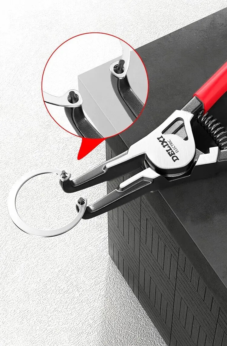 DELIXI ELECTRIC 5-In Circlip Pliers,Needle nose Pliers,Retaining Ring Pliers,for Removing Installing Puller Locking Rings Shafts