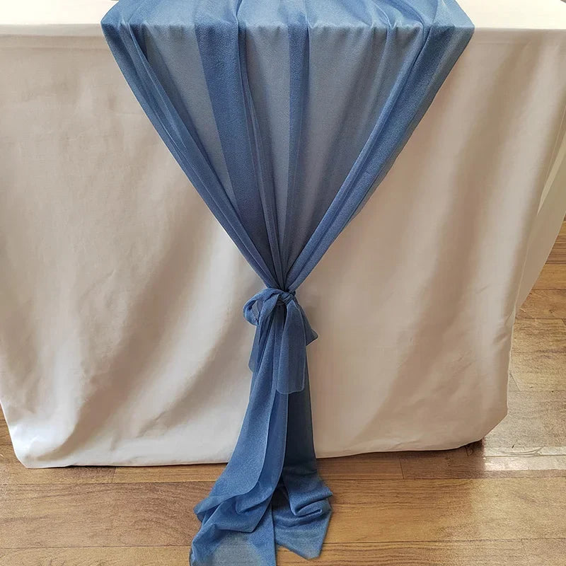 Chiffon Table Runner Sheer Fabric Silk for Boho Sheer Fabric Wedding Arch Overlay Draping Decoration Birthday Party Table Decor