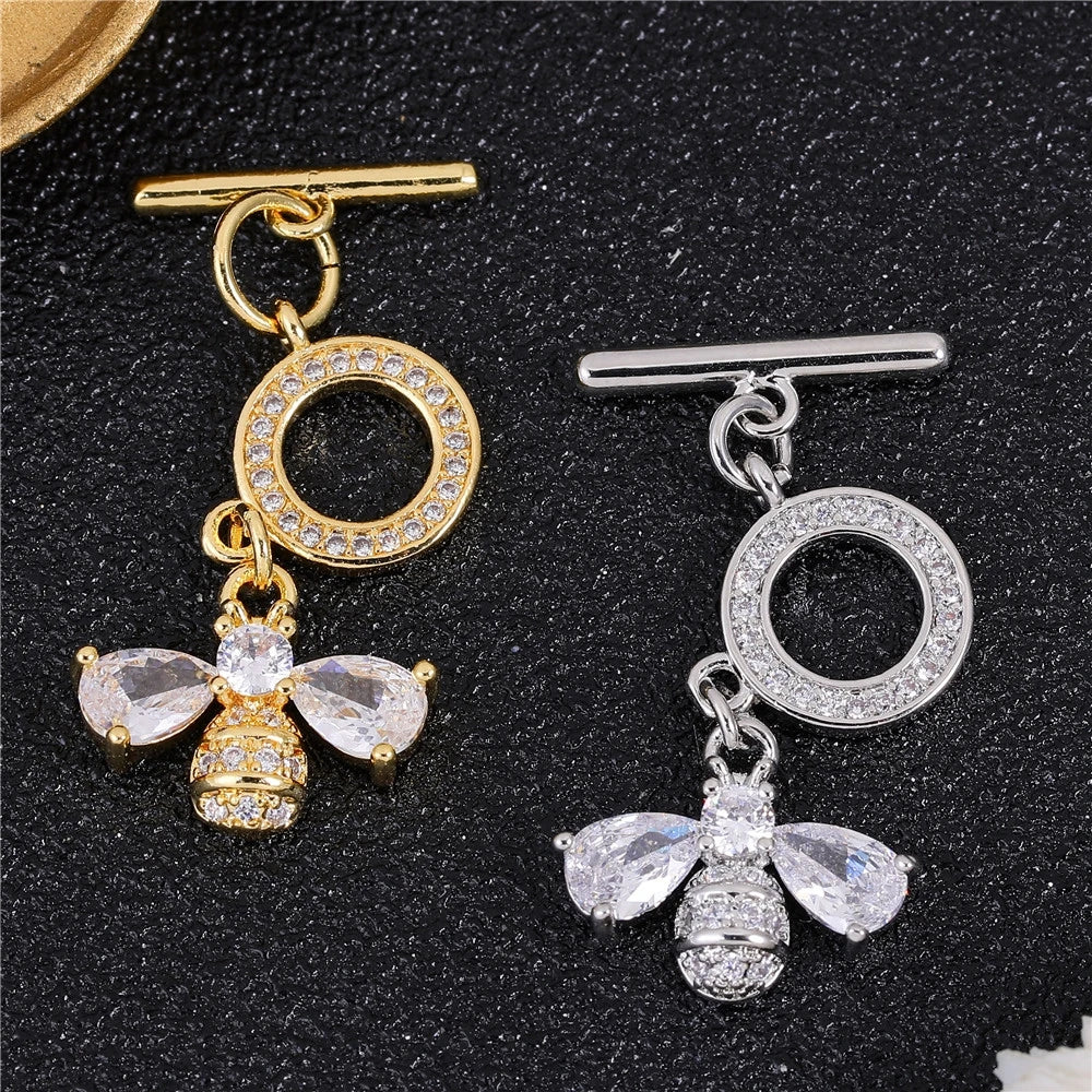 Juya Handmade 18K Gold Silver Plated Fastener Bail Connector Clasps Accessories For Needlework Pearls Beads Jewelry Making