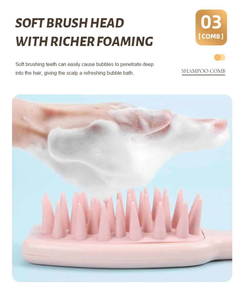 Silicone Shampoo Brush Scalp Massage Brush Head Washing Comb Long Handle Hair Massager Bath Brush Body Scrubber Hair Accessories