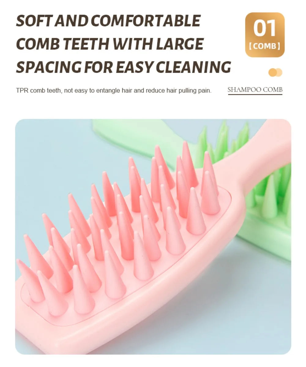 Silicone Shampoo Brush Scalp Massage Brush Head Washing Comb Long Handle Hair Massager Bath Brush Body Scrubber Hair Accessories