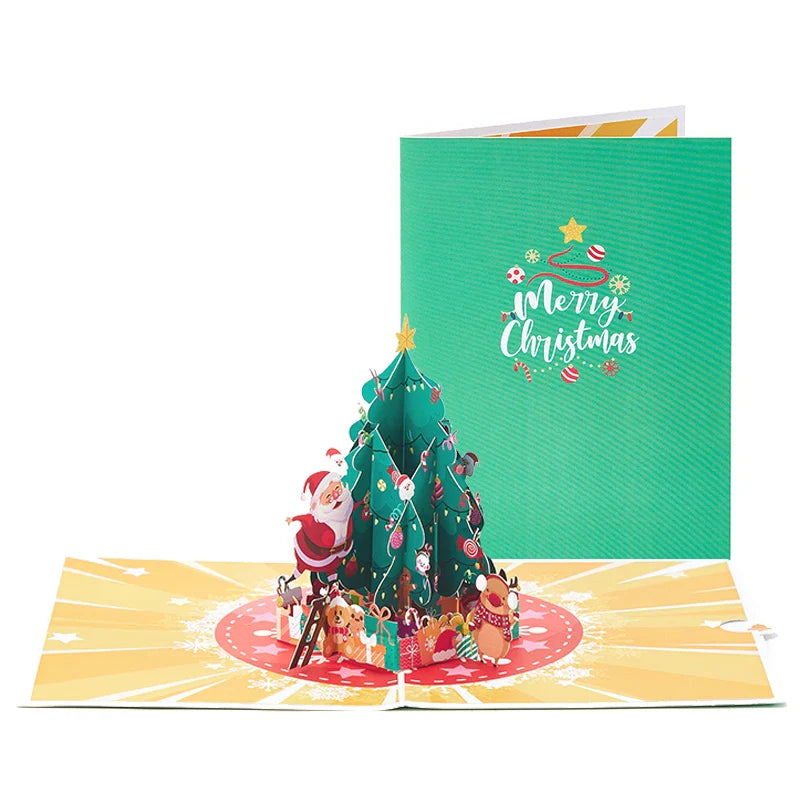 Merry Christmas Greeting Cards Handmade Christmas Gift Postcard With Envelope Snowman Elk Xmas Party New Year Thanksgiving Gifts