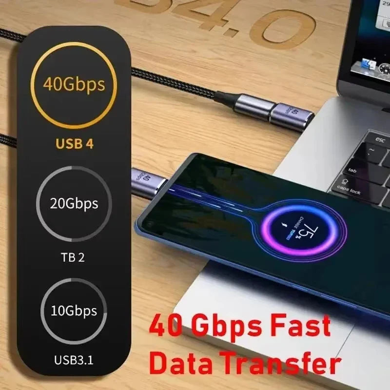 NNBILI USB Type-C Adapter For Macbook 90 Degree Quick Charge Converter Male To Female 100W 5A 40gbps PD Data Transfer 8K60HZ  